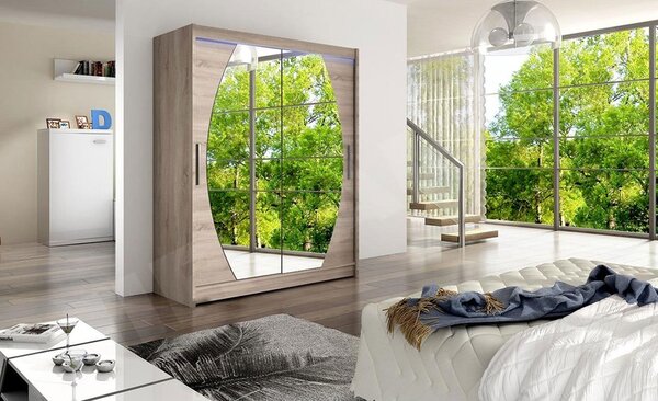 Skříň s posuvnými dveřmi Presto VIII, Barva: sonoma, Osvětlení: bez osvětlení 5902928088236