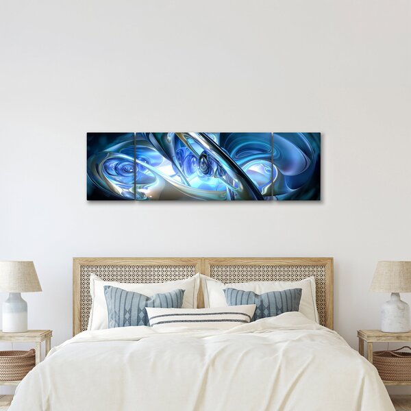 Obraz modrých fraktálů (170x50 cm)