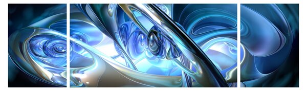 Obraz modrých fraktálů (170x50 cm)