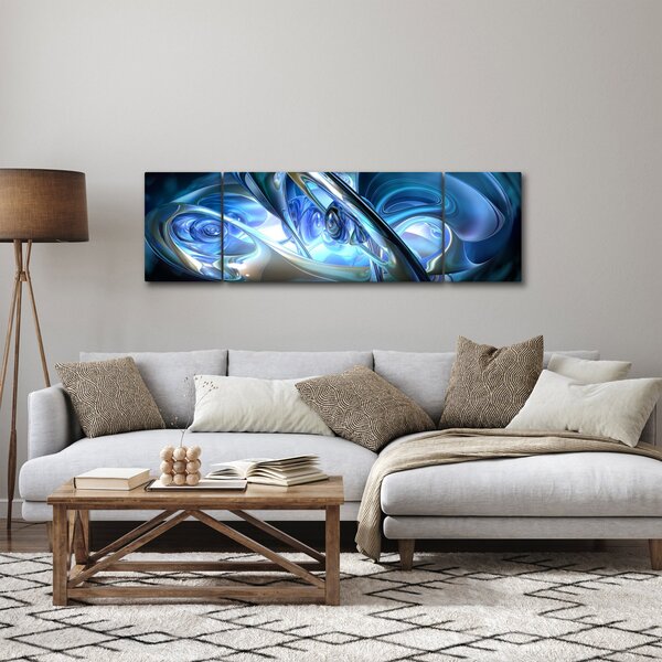Obraz modrých fraktálů (170x50 cm)