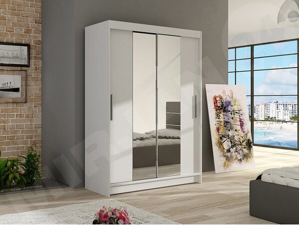 Skříň s posuvnými dveřmi a zrcadlem Miami II, Barva: černá, Osvětlení: osvětlení LED RGB - barevné 5902928557459