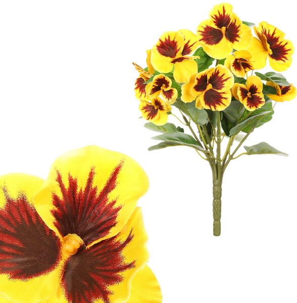 Květina umělá Maceška, barva žlutá KT7195