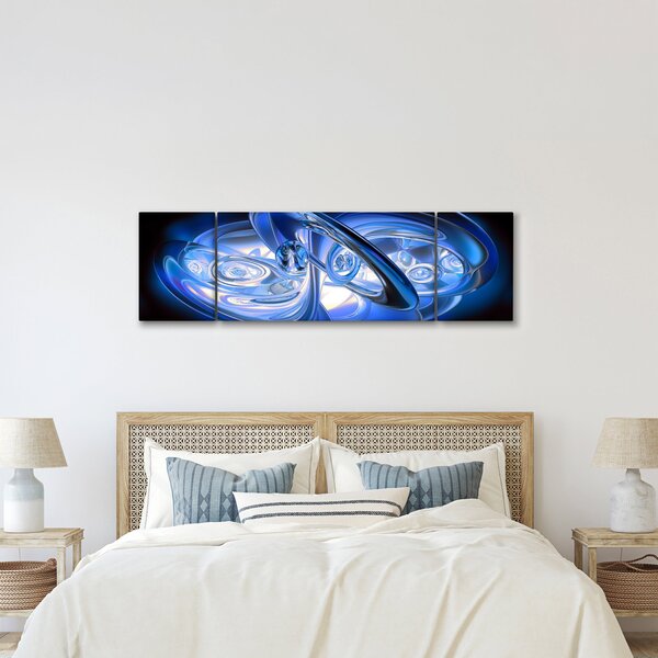 Modrý abstraktní obraz (170x50 cm)