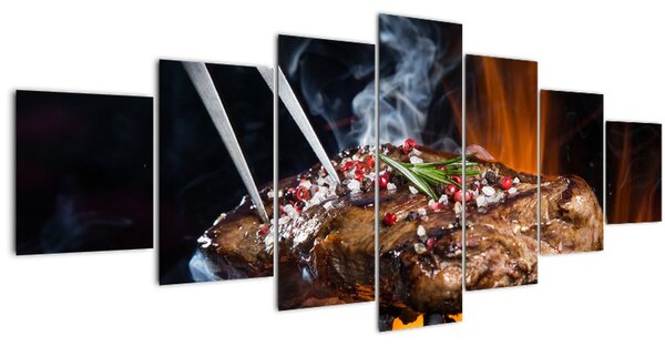 Obraz steaku na grilu (210x100 cm)