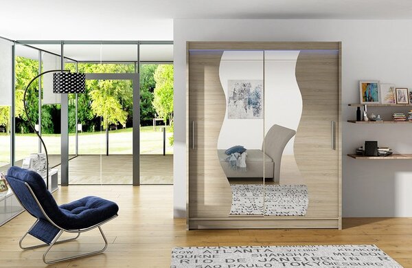 Šatní skříň Presto S, Barva: bílá / zrcadlo, Osvětlení: bez osvětlení 5902928931754