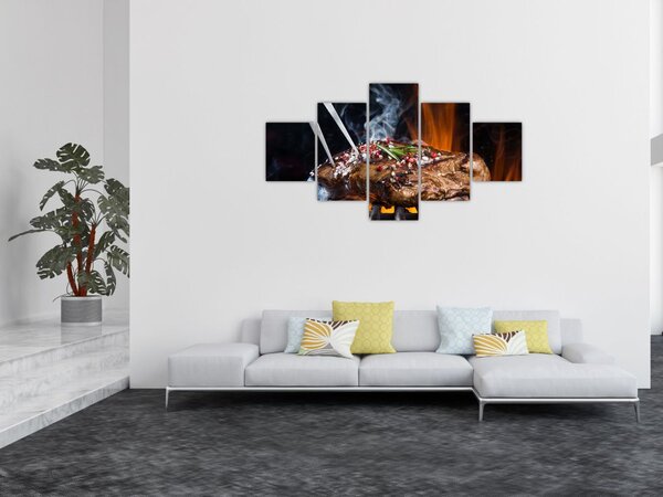 Obraz steaku na grilu (125x70 cm)
