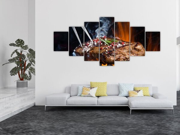 Obraz steaku na grilu (210x100 cm)
