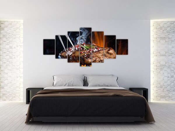 Obraz steaku na grilu (210x100 cm)