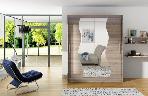 Šatní skříň Presto S, Barva: bílá / zrcadlo, Osvětlení: bez osvětlení 5902928931754