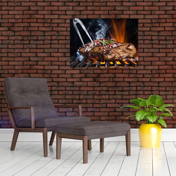 Obraz steaku na grilu (70x50 cm)