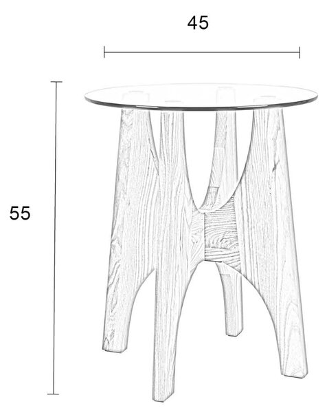 Skleněný odkládací stolek ZUIVER KOBE 45 cm