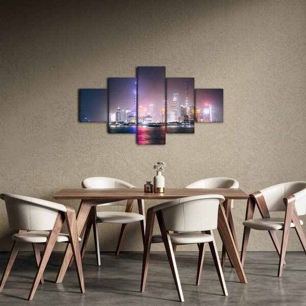 Obraz nočního Šanghaje (125x70 cm)