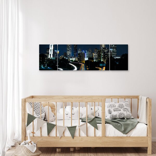 Obraz noční metropole (170x50 cm)