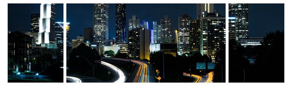 Obraz noční metropole (170x50 cm)