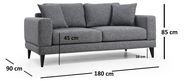 Pohovka dvousedačka Noro (tmavě šedá + černá)