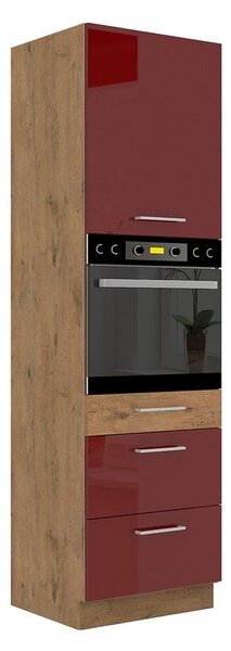 Kuchyňská skříňka se zásuvkami Woodline 60 DPS-210 3S 1F, Barva: Dub lancelot / bordo lesk Mirjan24 5902928821222