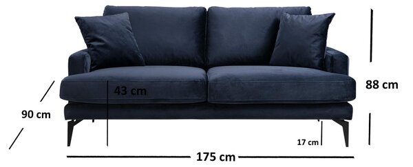 Pohovka dvousedačka Papirolla (námořnická modrá + černá)