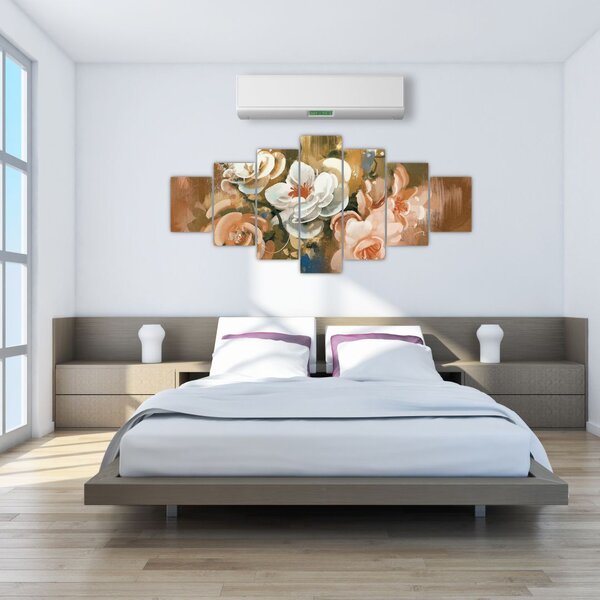 Obraz - Malovaná kytice květin (210x100 cm)