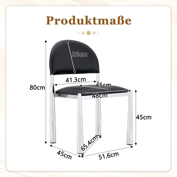 Sada dvou jídelních židlí, polokruhová opěradla, materiál: polyuretan (PU), kovové nohy, výška 80 cm (černá)