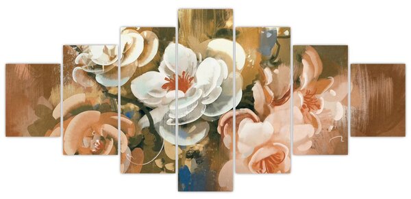 Obraz - Malovaná kytice květin (210x100 cm)