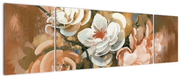 Obraz - Malovaná kytice květin (170x50 cm)