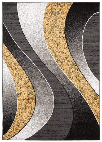Chemex Moderní koberec Tap - vlnky 5 - žlutý/šedý Rozměr koberce: 60x100 cm