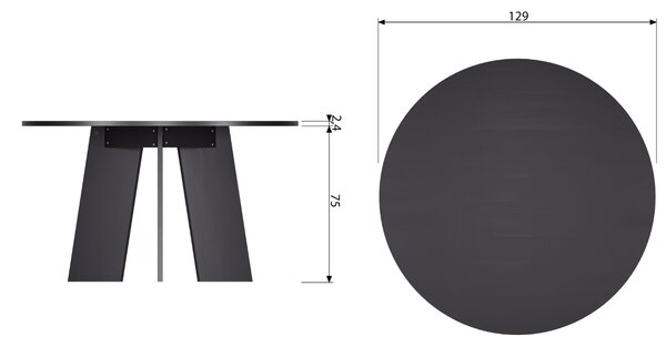 WOOOD Černý dubový jídelní stůl Fredy 129 cm