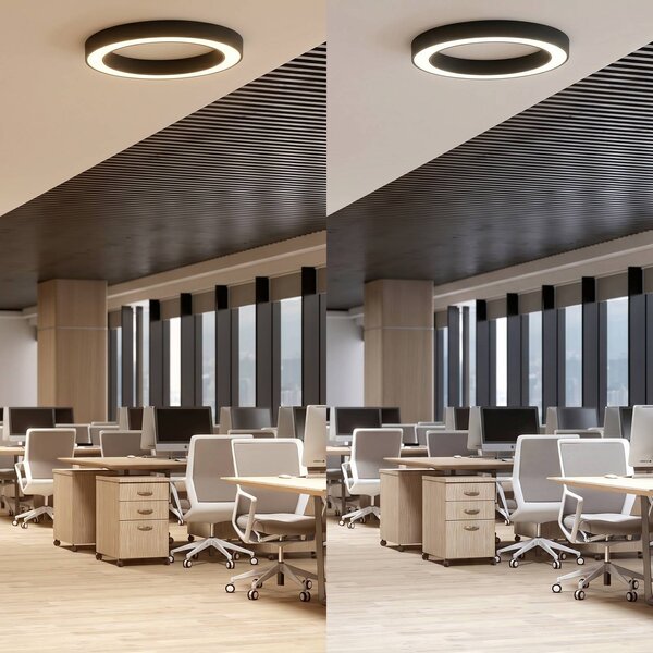 Arcchio LED stropní svítidlo Sharelyn, Ø 80 cm, černé, stmívatelné, stmívatelný, Černá, Kuchyň, Hliník, Moderní