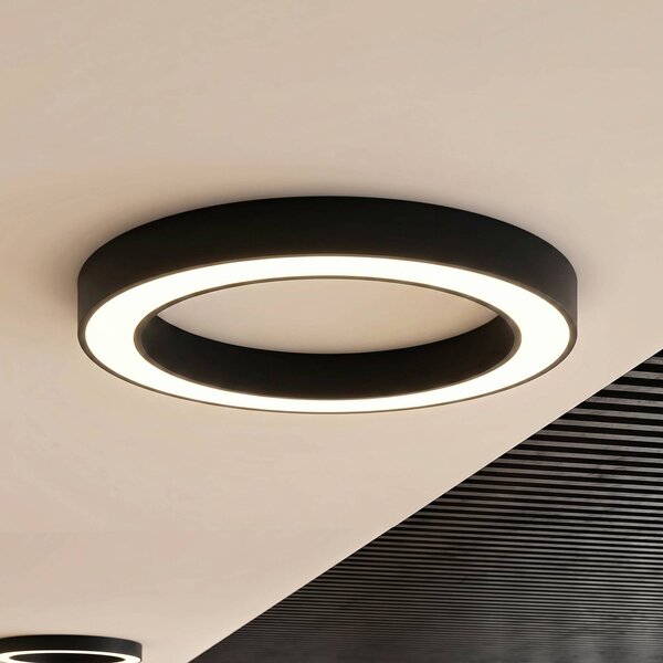 Arcchio LED stropní svítidlo Sharelyn, Ø 80 cm, černé, stmívatelné, stmívatelný, Černá, Kuchyň, Hliník, Moderní