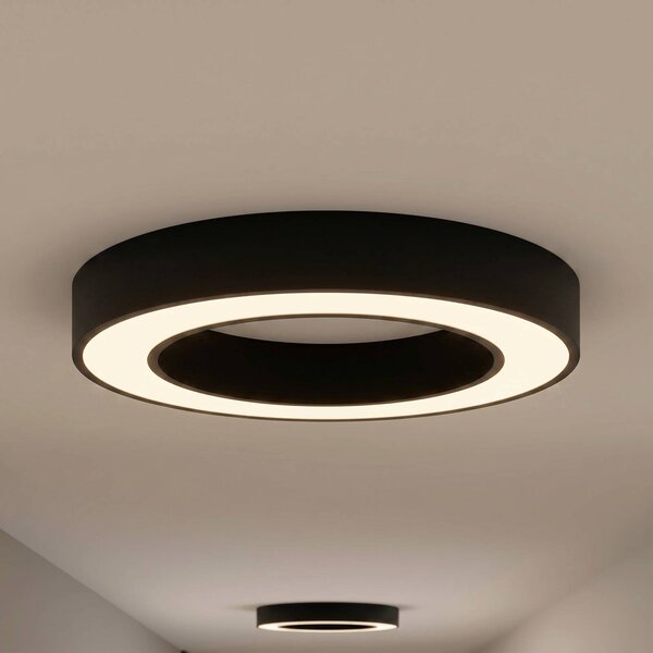Arcchio LED stropní svítidlo Sharelyn, Ø 60 cm, černé, stmívatelné, stmívatelný, Černá, Kuchyň, Hliník, Moderní