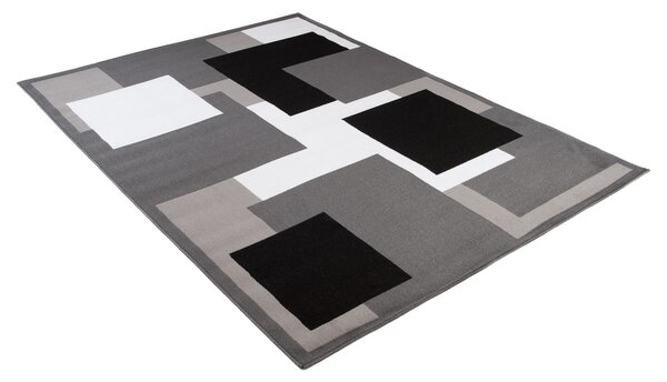 Chemex Moderní koberec Tap - čtverce 3 - tmavě šedý/bílý Rozměr koberce: 80x150 cm
