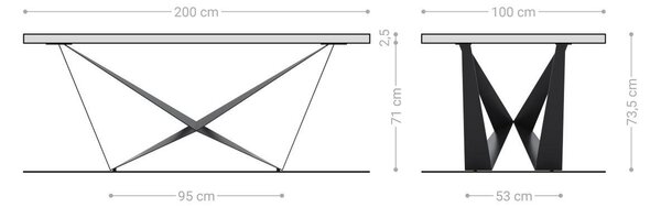 DELIFE Jídelní stůl Edge Boot 200x100 akácie přírodní Spider plochá ocel černá švýcarská hrana