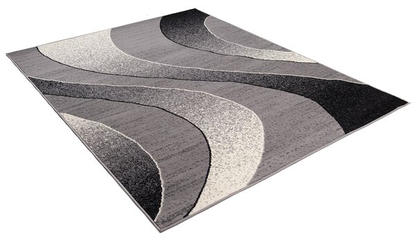 Chemex Moderní koberec Tap - vlnky 5 - šedý/bílý Rozměr koberce: 70x200 cm