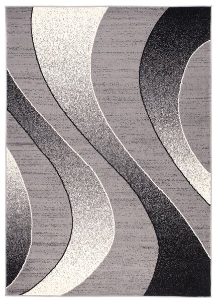 Chemex Moderní koberec Tap - vlnky 5 - šedý/bílý Rozměr koberce: 70x200 cm