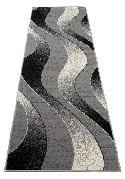 Chemex Moderní koberec Tap - vlnky 5 - šedý/bílý Rozměr koberce: 70x200 cm