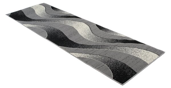Chemex Moderní koberec Tap - vlnky 5 - šedý/bílý Rozměr koberce: 70x200 cm
