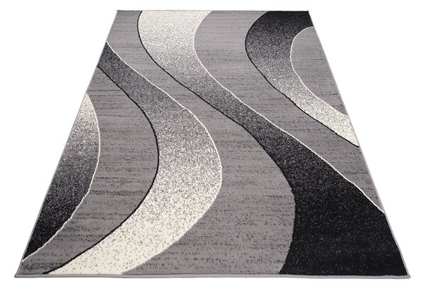 Chemex Moderní koberec Tap - vlnky 5 - šedý/bílý Rozměr koberce: 80x150 cm