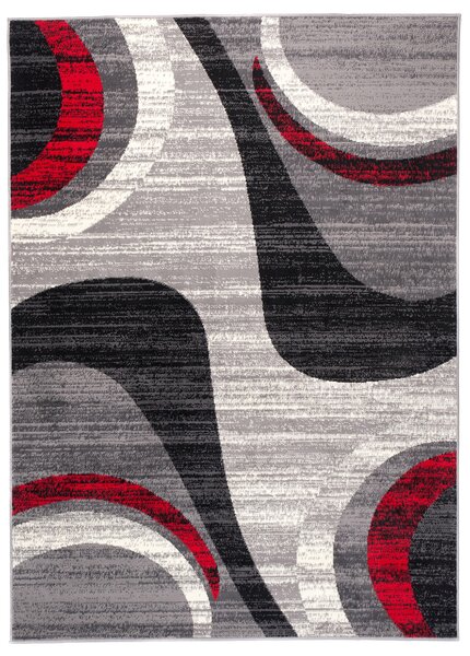 Moderní koberec Tap - geometrické tvary 3 - šedý/červený Rozměr koberce: 180x250 cm