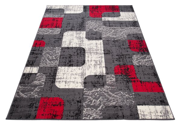 Chemex Moderní koberec Tap - geometrické tvary 2 - červený/šedý Rozměr koberce: 60x100 cm