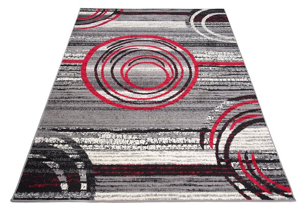 Chemex Moderní koberec Tap - čáry 1 - šedý/červený Rozměr koberce: 80x150 cm