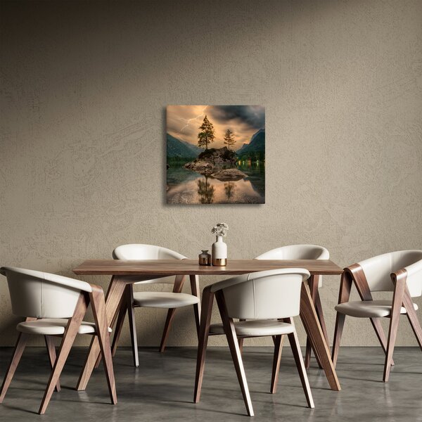 Obraz - jezero v horách (30x30 cm)
