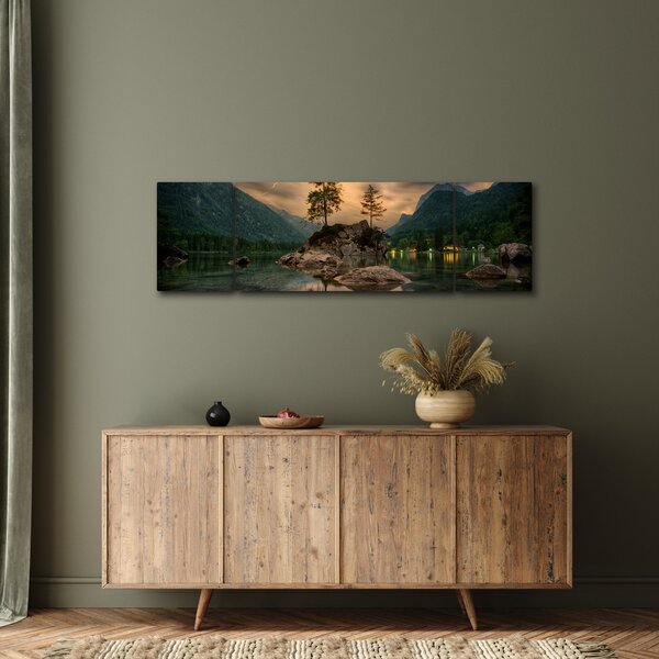 Obraz - jezero v horách (170x50 cm)