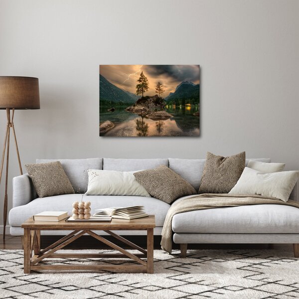 Obraz - jezero v horách (70x50 cm)