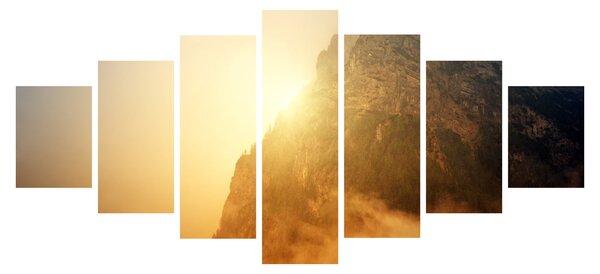 Obraz hory v mlze (210x100 cm)