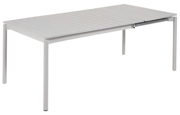 Světle šedý kovový zahradní rozkládací stůl Kave Home Zaltana 140/200 x 90 cm
