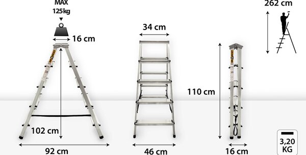 JAKS Oboustranný schůdkový žebřík 2 x 5 příček