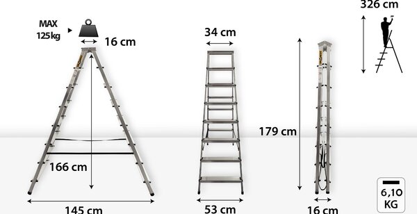 JAKS Oboustranný schůdkový žebřík 2 x 8 příček