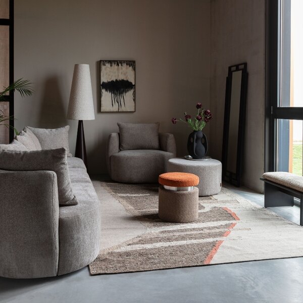 Béžová čalouněná podnožka DUTCHBONE ROCCA 70 cm