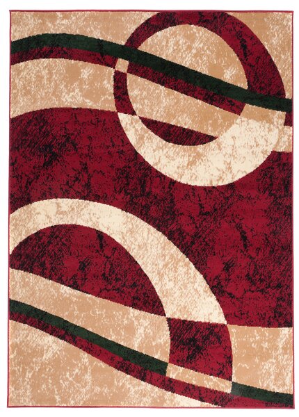 Chemex Moderní koberec Tap - vlnky 4 - krémový/červený Rozměr koberce: 80x150 cm