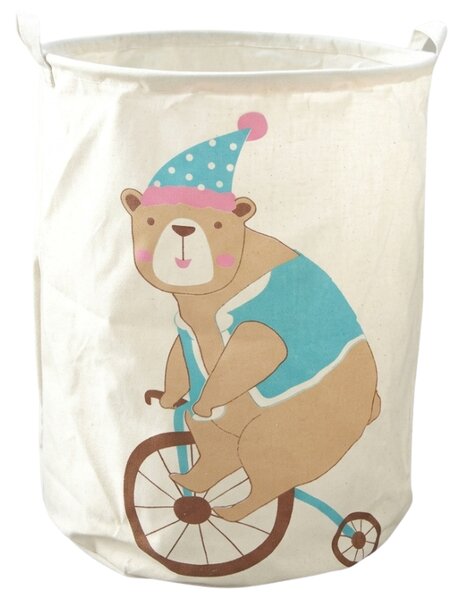 Koš na hračky a prádlo s potiskem CIRCUS BEAR 35x45 cm, krémový
